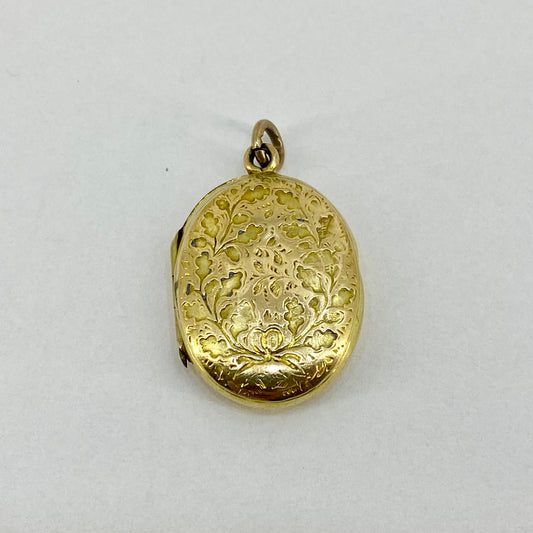 9ct Yellow Gold Patterned Oval Locket Pre Loved