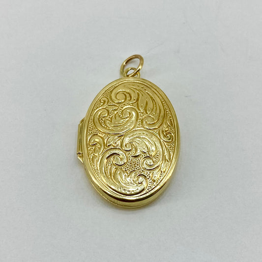 PLL07 9ct Yellow Gold Patterned Locket Pre Loved