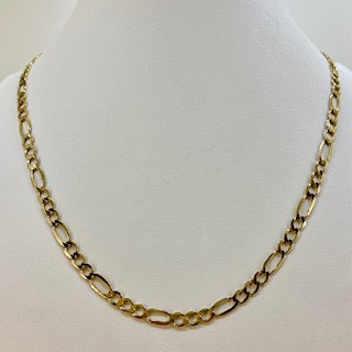 9ct Yellow Gold Figaro 3-1 Chain Necklace Pre Loved