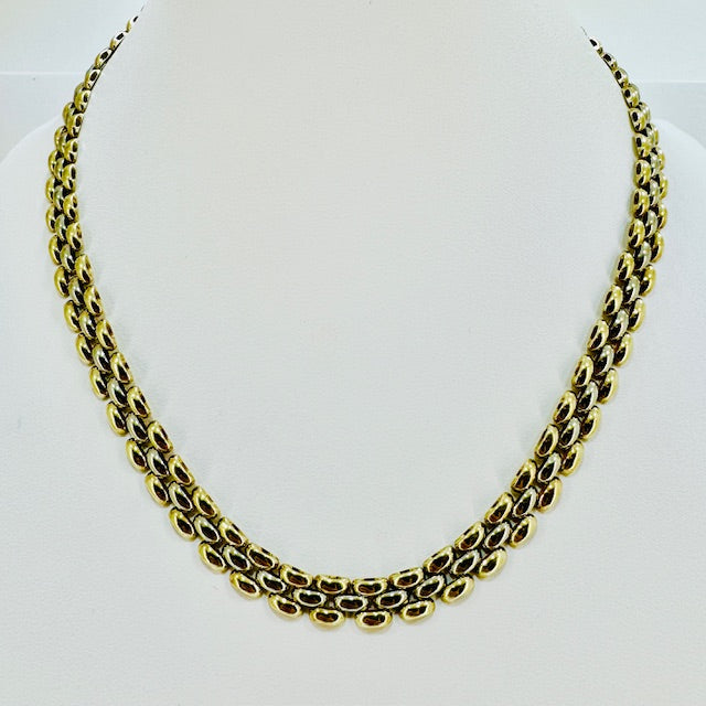 PLN13 9ct Y/G Brick link 2 tone 16'' Necklet 22.5g  Pre Loved