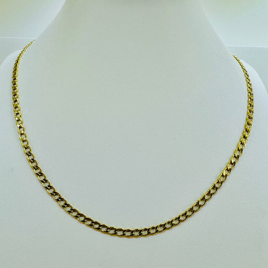 PLN16 9ct Yellow gold Flat Curb 18'' Chain 3.2g  Pre Loved