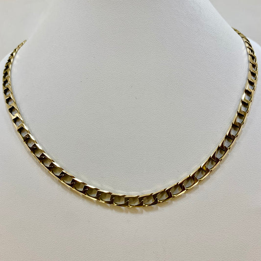 9ct Yellow Gold Flat Square Curb Chain Pre Loved