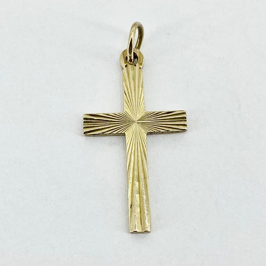 9ct Yellow Gold Small Patterned Cross Pendant pre-loved