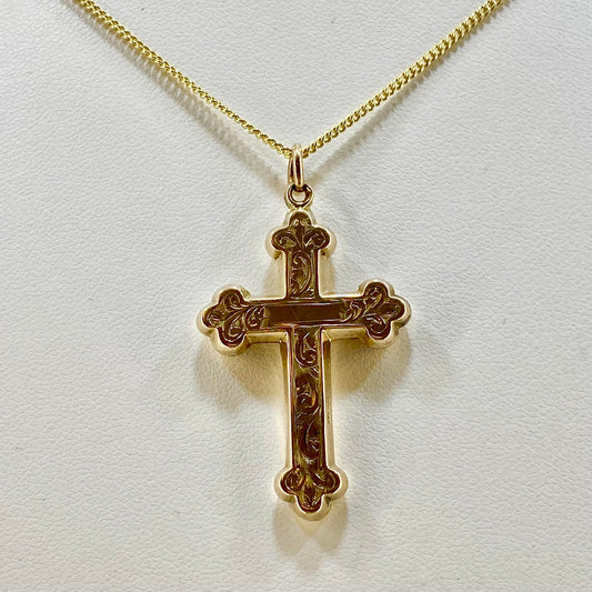 PLP42 9ct Gold Fancy Cross Hollow Pendant 2 grms