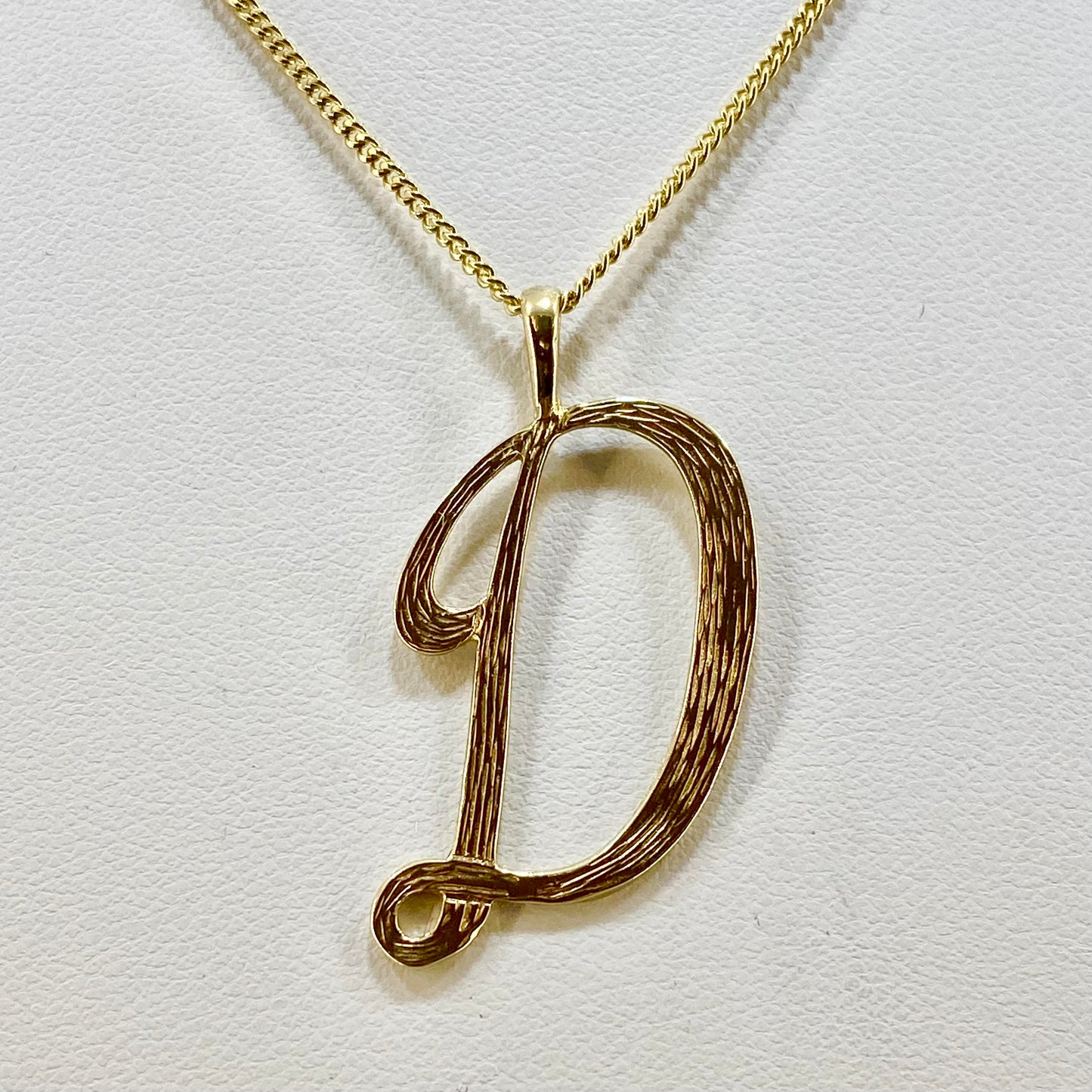 PLP57 9ct yellow gold Letter D Pendant 2 grms   4cms length x 2cms width