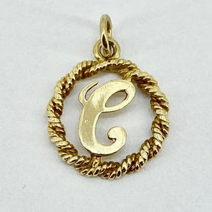 9ct Yellow Gold Initial C Pendant Pre Loved