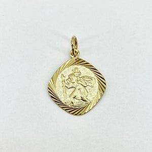 9ct Yellow Gold Small St Christopher Pendant Pre Loved