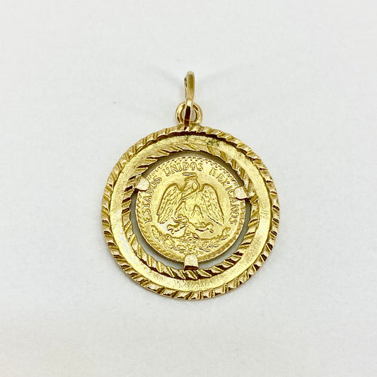 18ct Yellow Gold Pendant Mount With 22ct Peso Coin Pre Loved