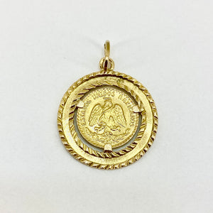 18ct Yellow Gold Pendant Mount With 22ct Peso Coin Pre Loved