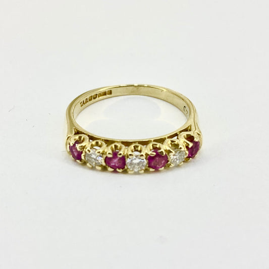 18ct Yellow Gold Rubies and Diamonds Eternity Ring Pre Loved