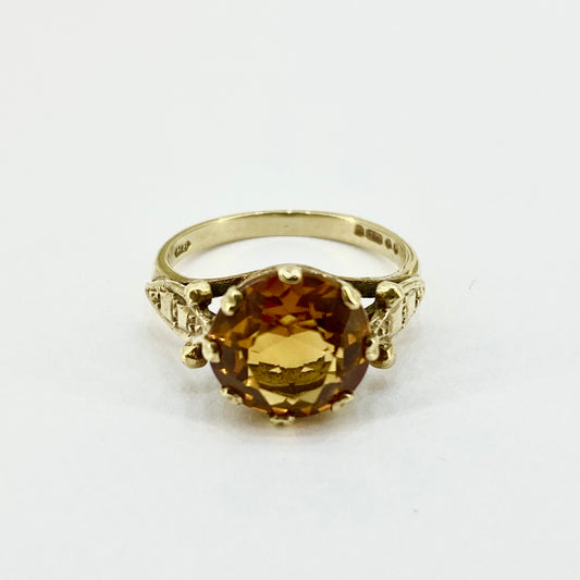 9ct Yellow Gold Citrine Set Ring Pre Loved