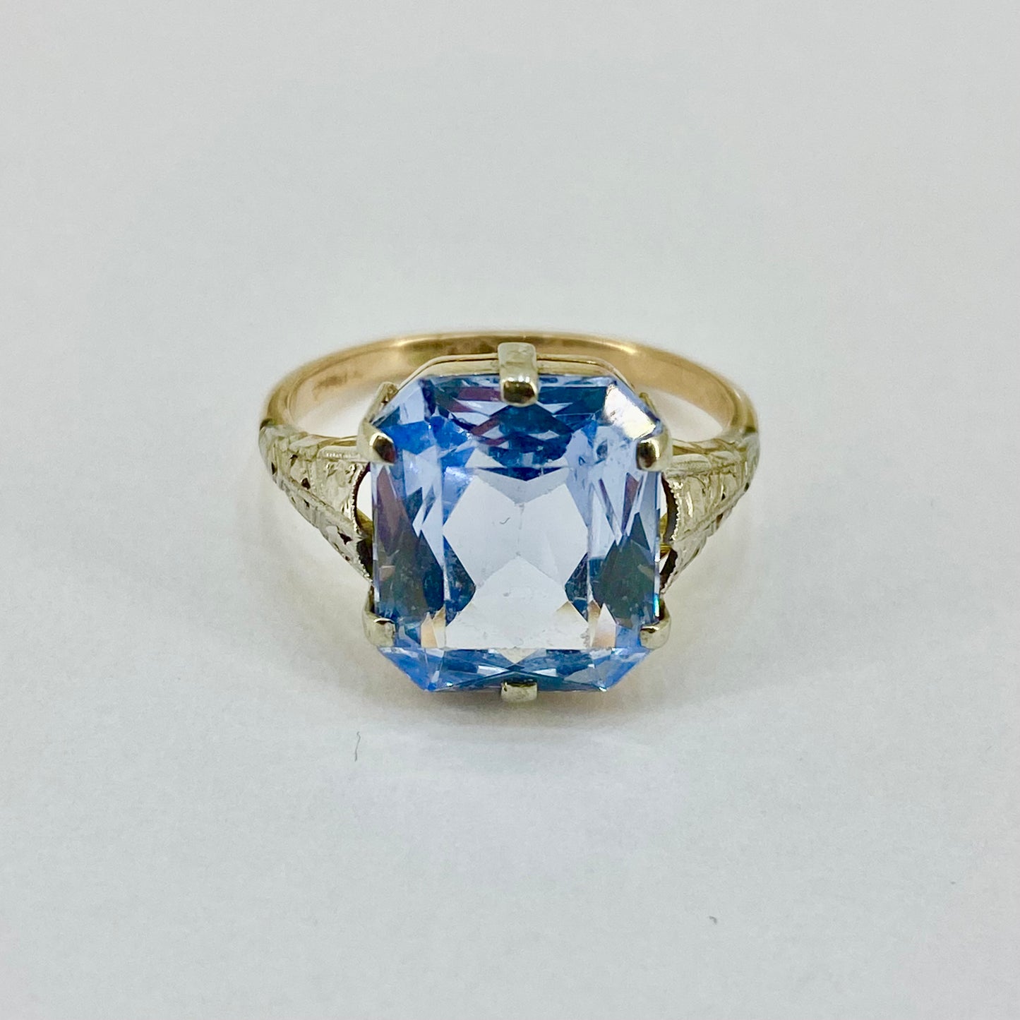 9ct Gold Blue Topaz Set Ring Pre Loved