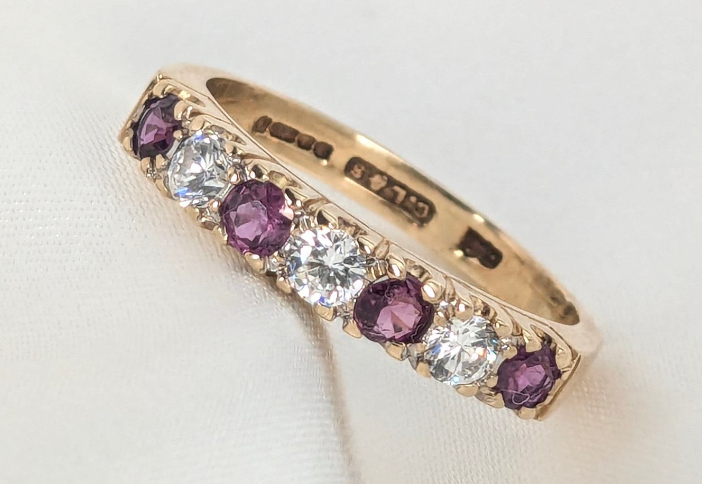 9ct Yellow Gold Ruby & CZs Eternity Ring Pre-Loved Ref PLR102