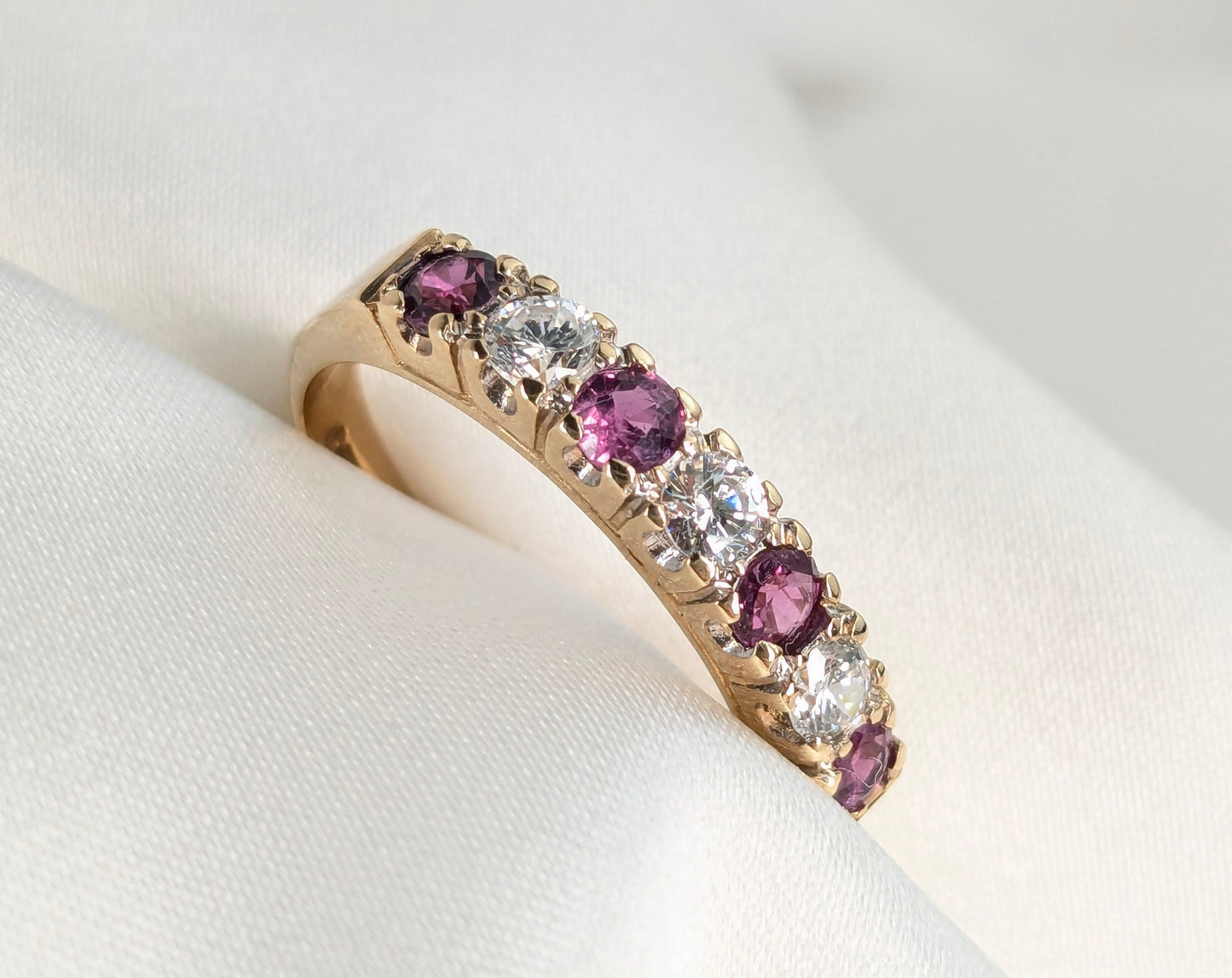 9ct Yellow Gold Ruby & CZs Eternity Ring Pre-Loved Ref PLR102