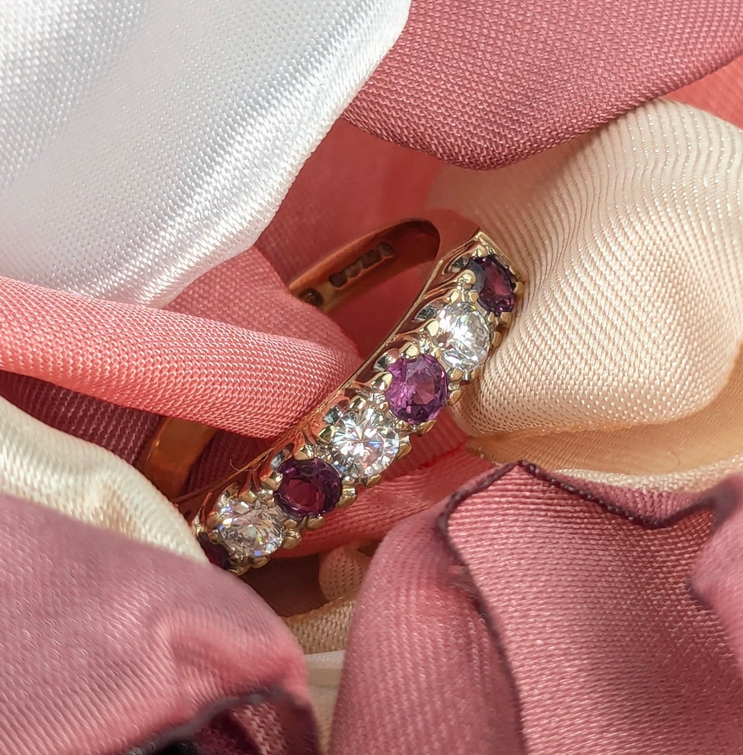 9ct Yellow Gold Ruby & CZs Eternity Ring Pre-Loved Ref PLR102