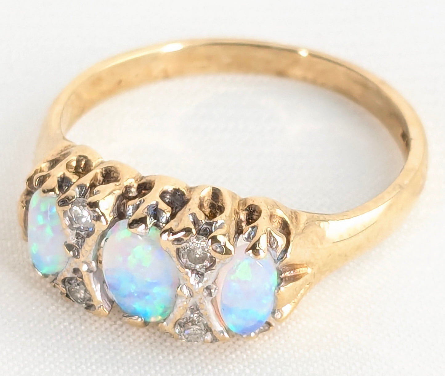 9ct Gold Opal and Diamond Set Ring