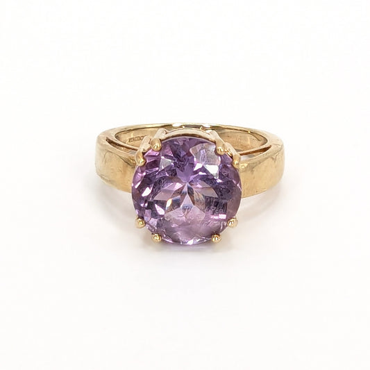 9ct Yellow Gold Amethyst Set Ring Pre Loved