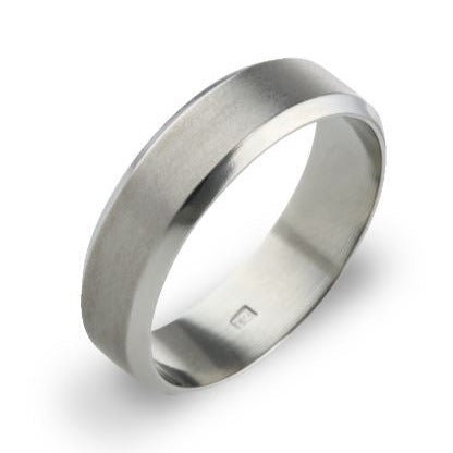 6mm Flat Bevelled Titanium Wedding Ring T.LR849