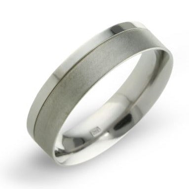 6mm Brushed and Polished Titanium Wedding Ring T.LR876