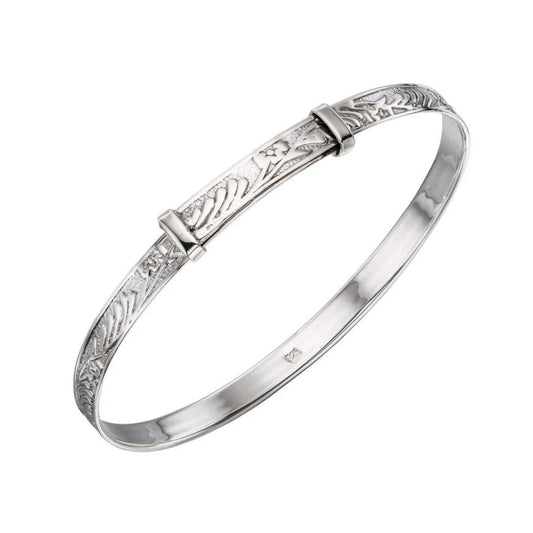 BN21607 Child's Sterling Silver Patterned Expandable Bangle