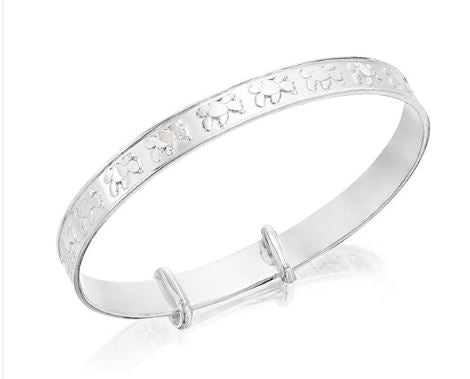 BN26107 Sterling Silver Teddy Expanding Baby Bangle