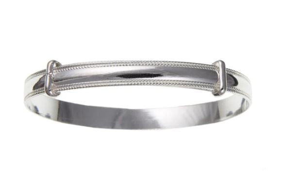 BN72707 Sterling Silver Milled Edge Expanding Baby Bangle