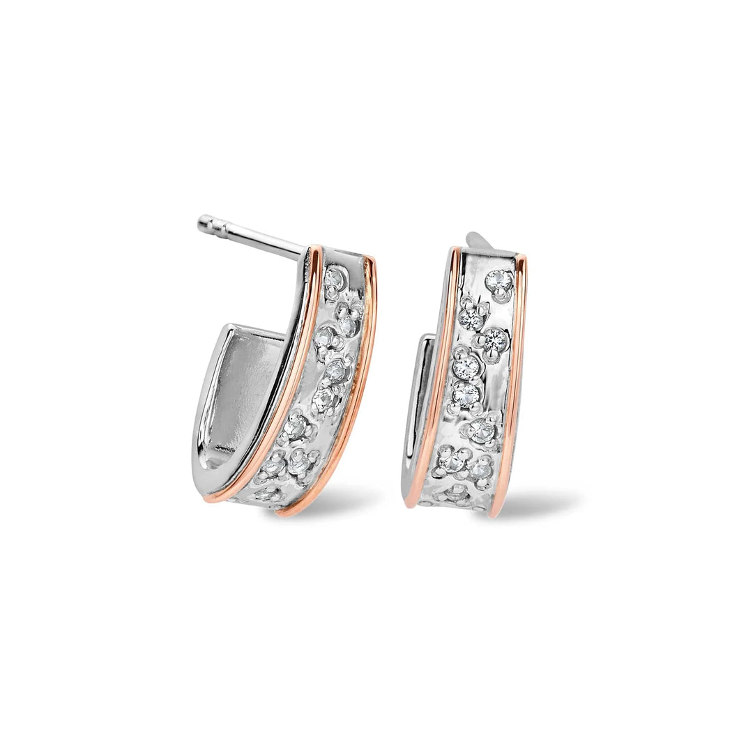 3SCCBE01 Clogau Cariad Sparkle Half hoop drop earrings £149