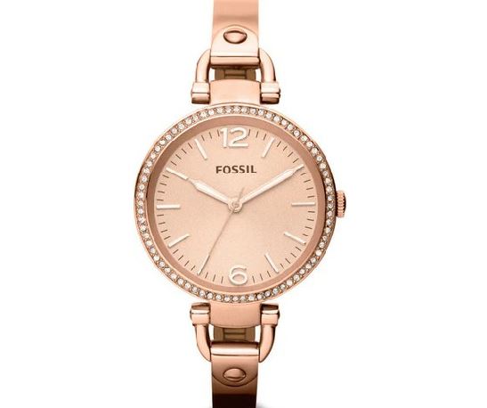 ES3226 FOSSIL GEORGIA Rose Steel Bracelet watch with Stone Set Bezel