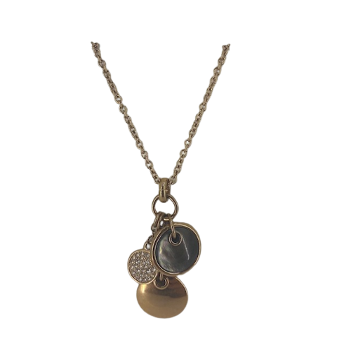 JF01417791 Fossil Stainless Steel Rose gold plated Disc charm necklace