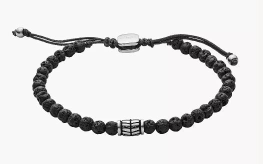 JF02887040 FOSSIL - Black Lava Stone Beaded Bracelet