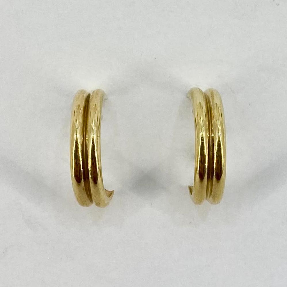 9ct Yellow Gold Half Hoop Stud Earrings Pre Loved Ref PLE37