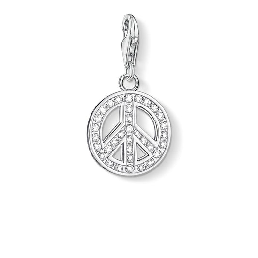 Thomas Sabo Sterling Silver Glitter CZ  Peace Charm 0075