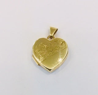 9ct yellow gold Heart Pattern Engraved Locket pendant