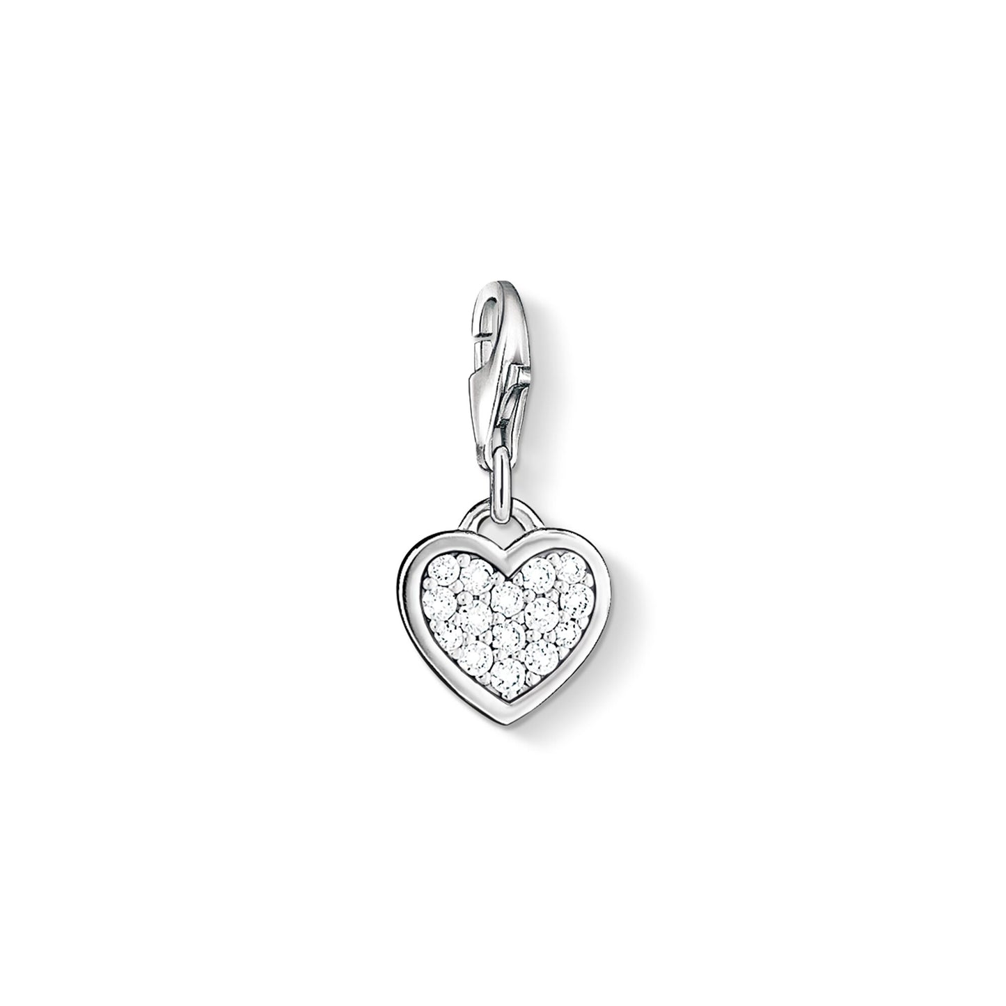 Thomas Sabo Sterling Silver Glitter CZ Heart Charm ref 0967-051-14