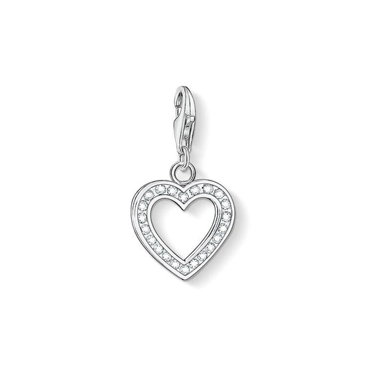 Thomas Sabo Sterling Silver Glitter CZ Heart Charm ref 0018-051-14