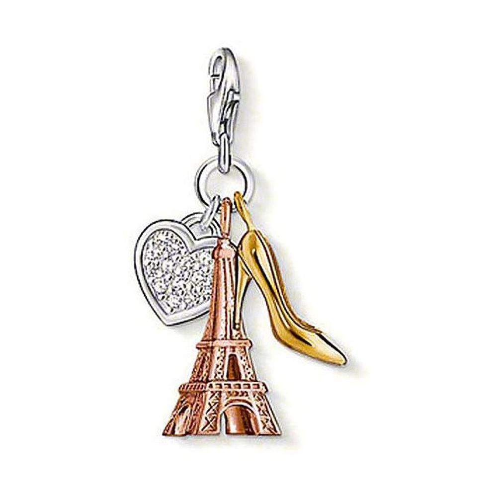 Thomas Sabo Sterling Silver Palm Eiffel Tower/Heart/Steletto Charm ref 0936-425-14