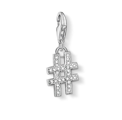 Thomas Sabo Sterling Silver Glitter Hashtag Charm ref 1249-051-14