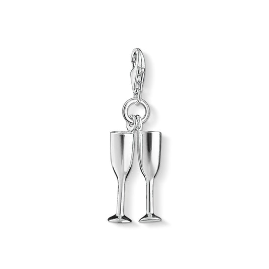 Thomas Sabo Sterling Silver Champagne Glasses Charm Ref 1288-001-12