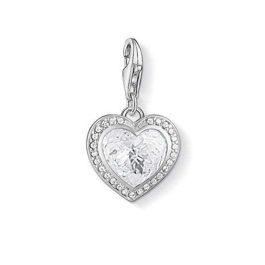 Thomas Sabo Sterling Silver Glitter CZ Heart Charm ref 1362-051-14