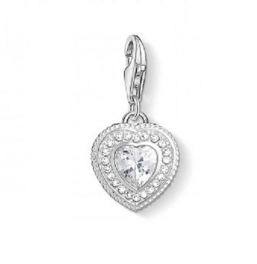 Thomas Sabo Sterling Silver Vintage CZ Heart Charm ref 1483-051-14