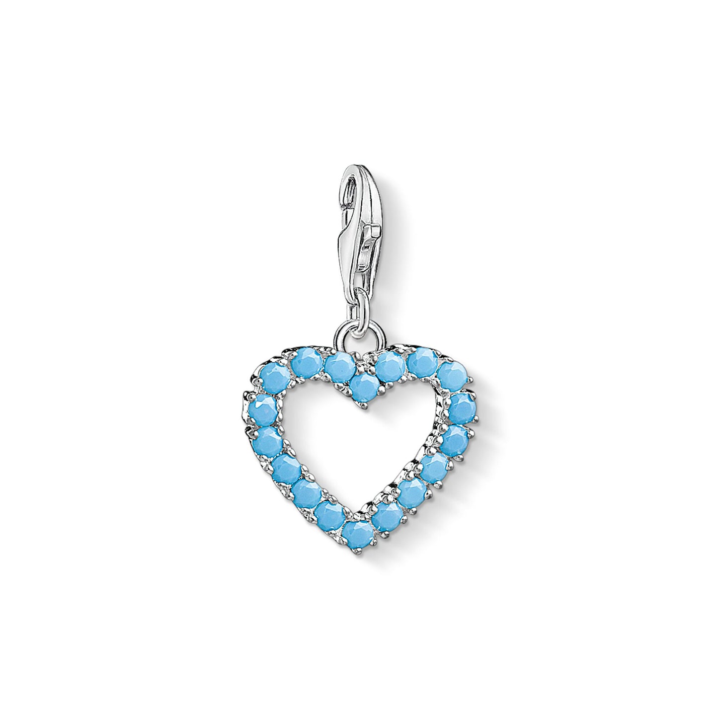 Thomas Sabo Sterling Silver Turquoises Open Heart Charm ref 1572-699-17