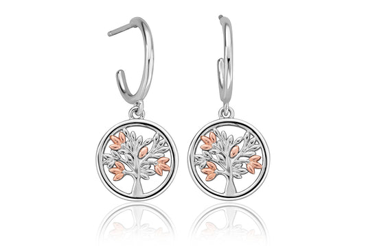 3SNTLCDE Clogau Silver/9ct gold Tree of Life drop earrings