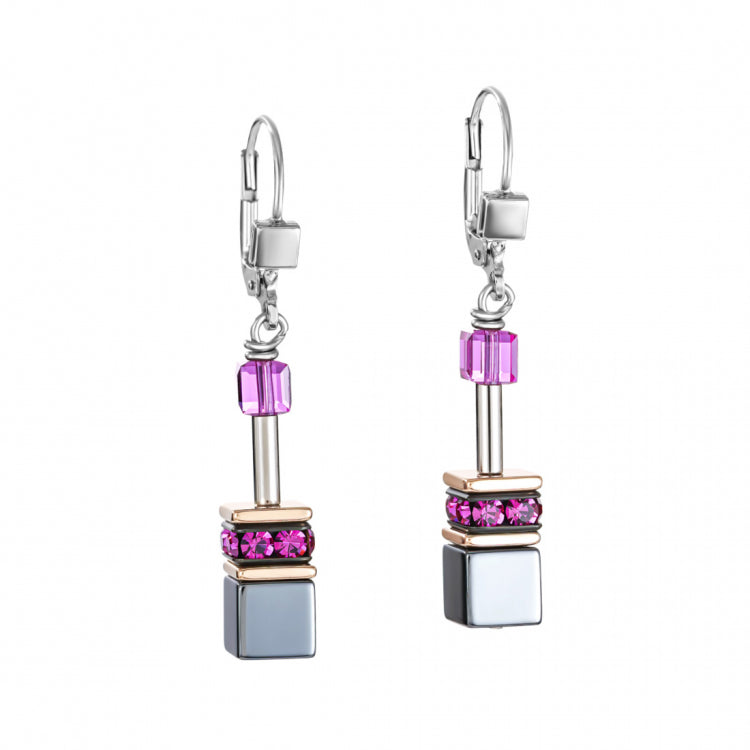 Coeur De Lion Pink & Anthracite Drop Stud Earrings 4015/20-1500