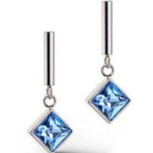 6006/21-0741 Coeur de lion  Stainless Steel Blue Crystal set drop earrings