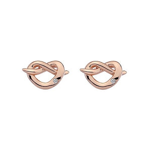 Hot Diamonds Sterling Silver & Rose Gold Eternity Heart Diamond Stud Earrings DE451