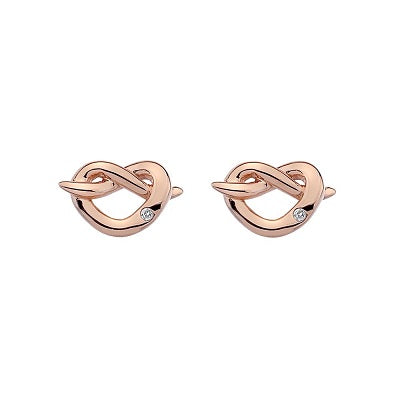 Hot Diamonds Sterling Silver & Rose Gold Eternity Heart Diamond Stud Earrings DE451