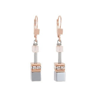 4017/20-0230 Coeur de Lion stainless steel geo cube drop earrings