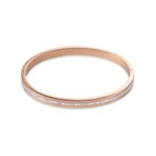 0226/33-1800 Coeur de Lion  Stainless Steel rose coloured Crystal set Bangle