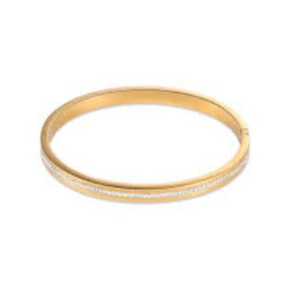 0326/33-1800 Coeur de Lion stainless Steel gold colored Crystal set Bangle