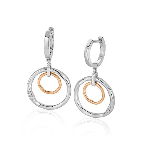 3SRPP0214 Clogau Ripples Double Hoop White Topaz Creole Earrings